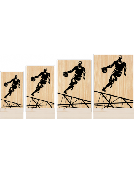 Trofeo Baloncesto Masculino De Metacrilato Y Madera