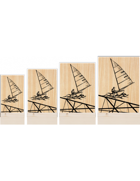 Trofeo Vela Laser De Metacrilato Y Madera