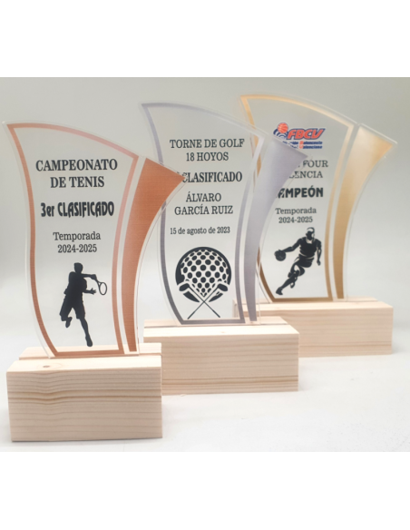 Trofeo Economico de Balonmano Masculino a Color de Metacrilato