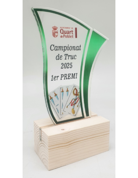 Trofeo Economico de Balonmano Masculino a Color de Metacrilato