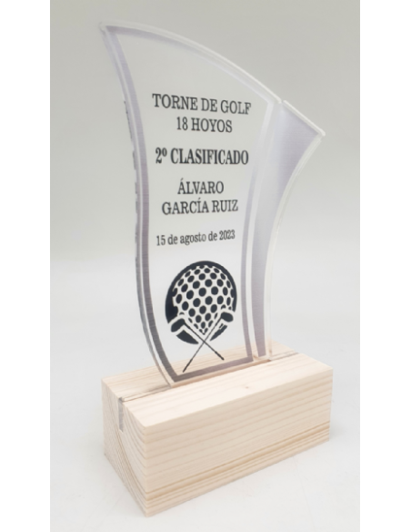 Trofeo Economico de Balonmano Masculino a Color de Metacrilato