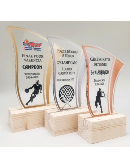 Trofeo Economico de Futbol Masculino a Color de Metacrilato