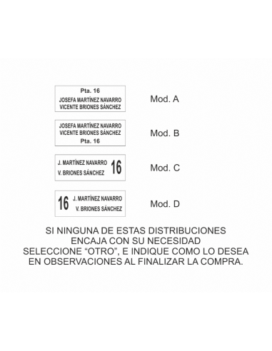 Placas para buzones, puertas y porteros automáticos