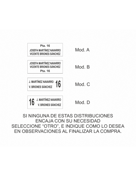 Placas para buzones, puertas y porteros automáticos