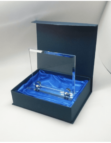 Placa de cristal personalizada con grabado a color y estuche