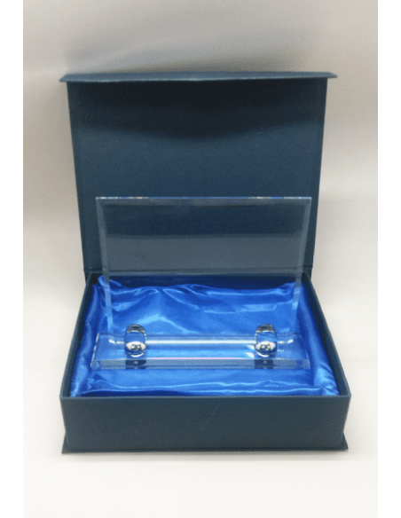Placa de cristal personalizada con grabado a color y estuche