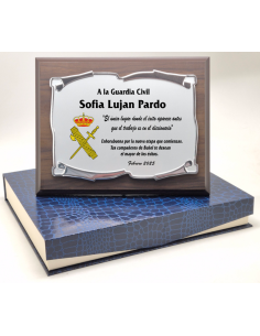 Placas de Homenaje pergamino Guardia Civil, Grabadas y en color. Todos los precios. Valencia