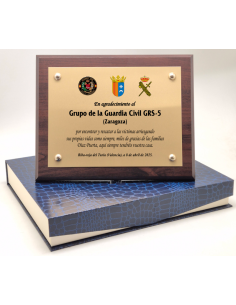 Placas de Homenaje dorada rectangular Guardia Civil, Grabadas y en color. Todos los precios. Valencia