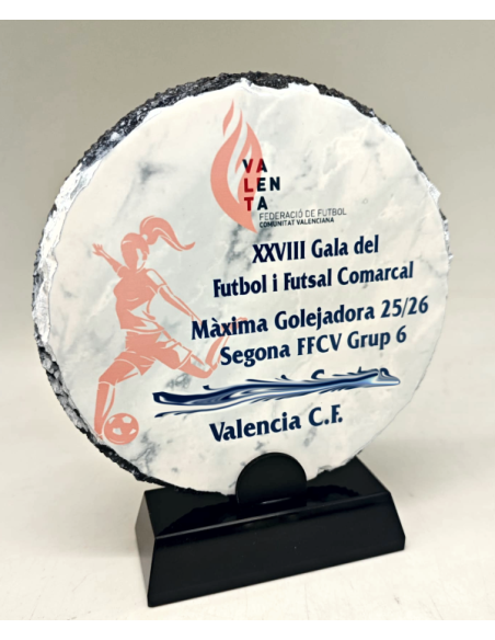 Pizarra de homenaje con grabado a color y peana de cristal negro