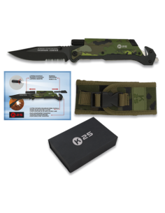 Navaja K25 Táctica Camo 9,5 cm con Pedernal y Linterna