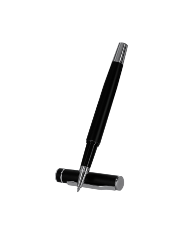 Set Bolígrafo y Roller de Aluminio Reciclado Negro Mate con grabado