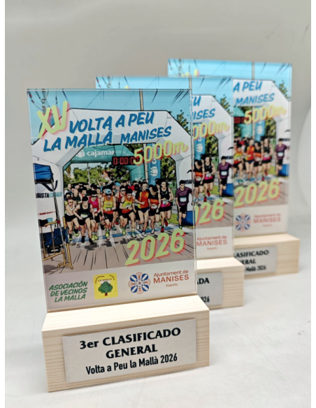 Trofeos de Metacrilato con Peana de Madera Personalizados