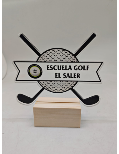 Trofeos de golf personalizados Grabado a color y peana de madera