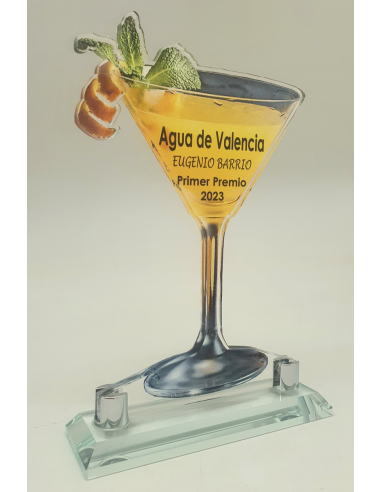 Trofeo copa de cóctel personalizado | Metacrilato y peana de cristal