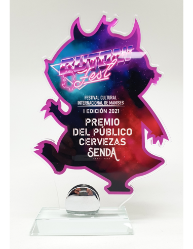 Trofeo copa de cóctel personalizado | Metacrilato y peana de cristal