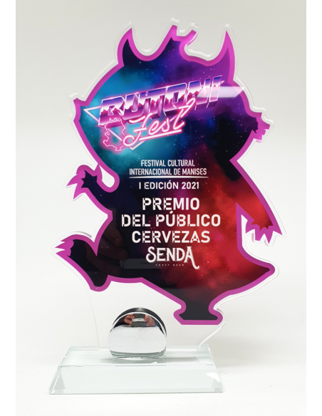 Trofeo copa de cóctel personalizado | Metacrilato y peana de cristal