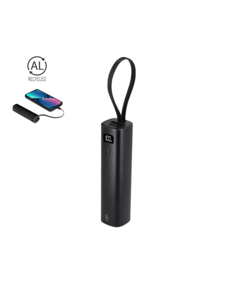 Power Bank 5000 mAh de Aluminio Reciclado con Cable USB-C Integrado